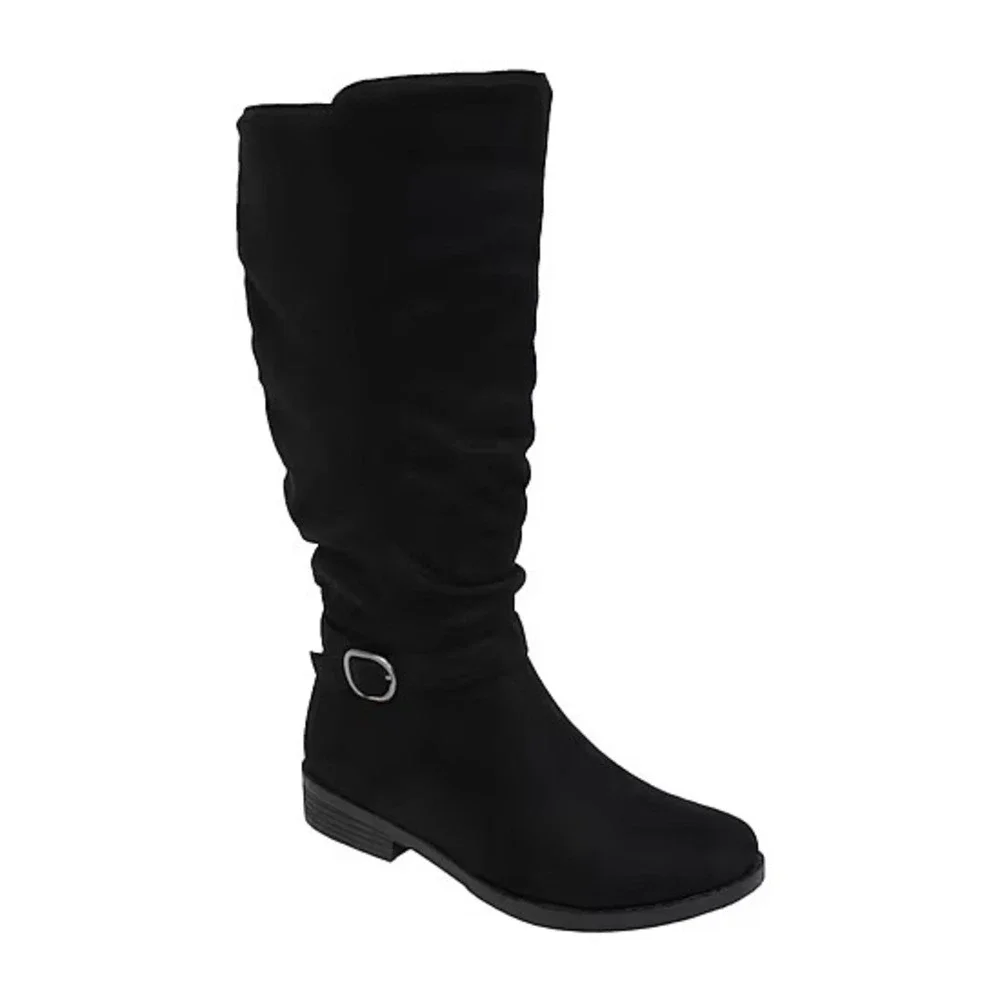 Pop Womens Chambers Black Slouch Flat Heel Knee High Boots Size 9.5 NWT